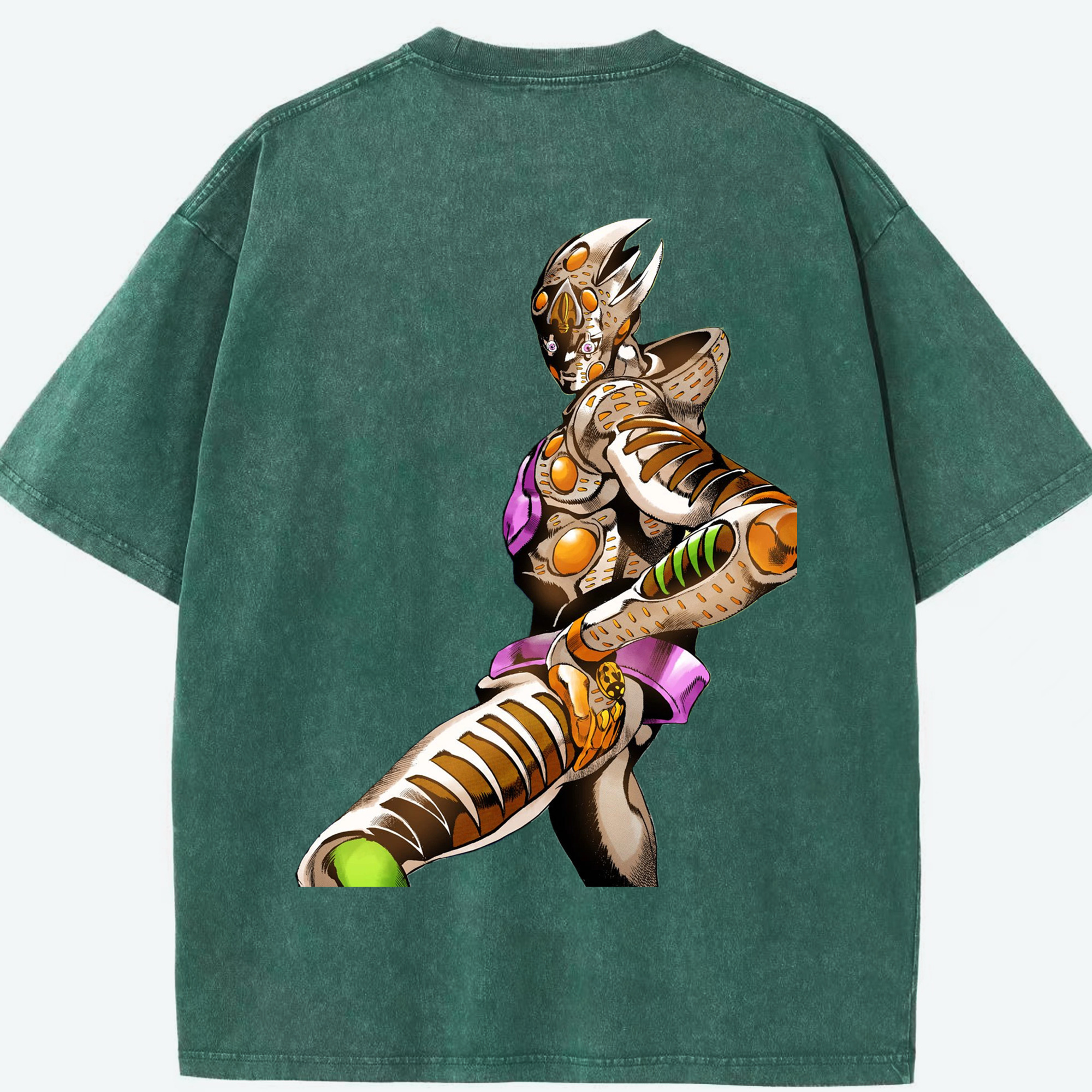 （画像用） ジョジョの奇妙な冒険 ジョルノ?ジョバァーナ JoJo's Bizarre Adventure Giorno Giovanna 綿100% ヴィンテージ風 半袖Tシャツ（背面プリント）